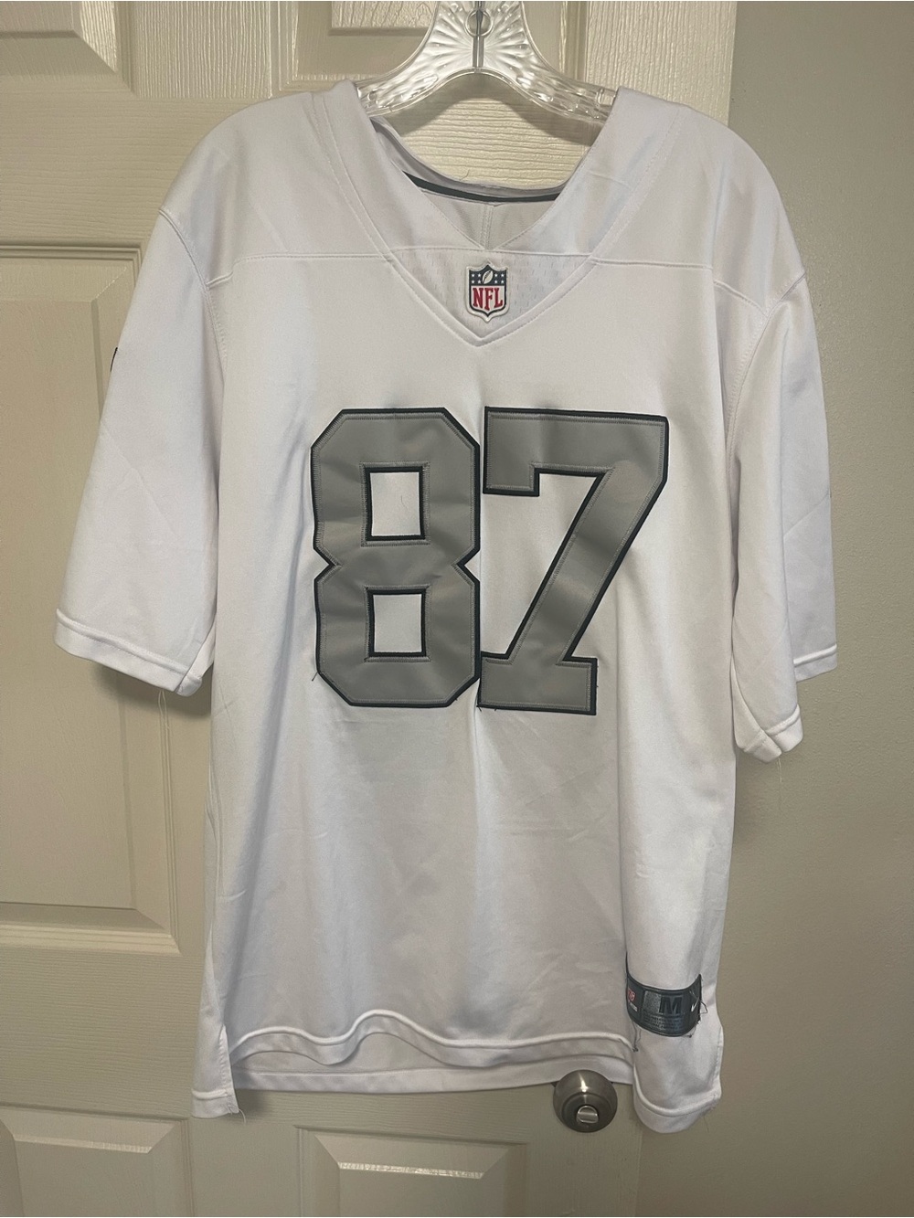 NFL White #87 Football Jersey with Gray Numbers